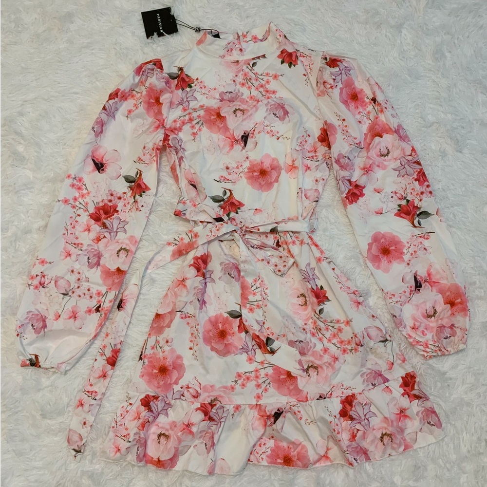 NEW Parisian Pink Floral Cherry Blossom Mini Dress